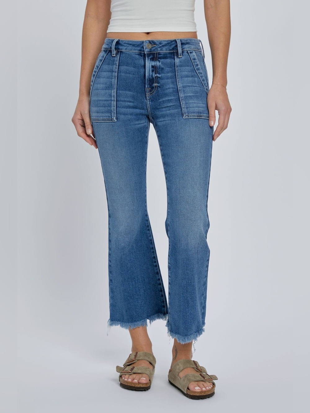 HIDDEN JEANS CROP FLARE MID RISE DENIM